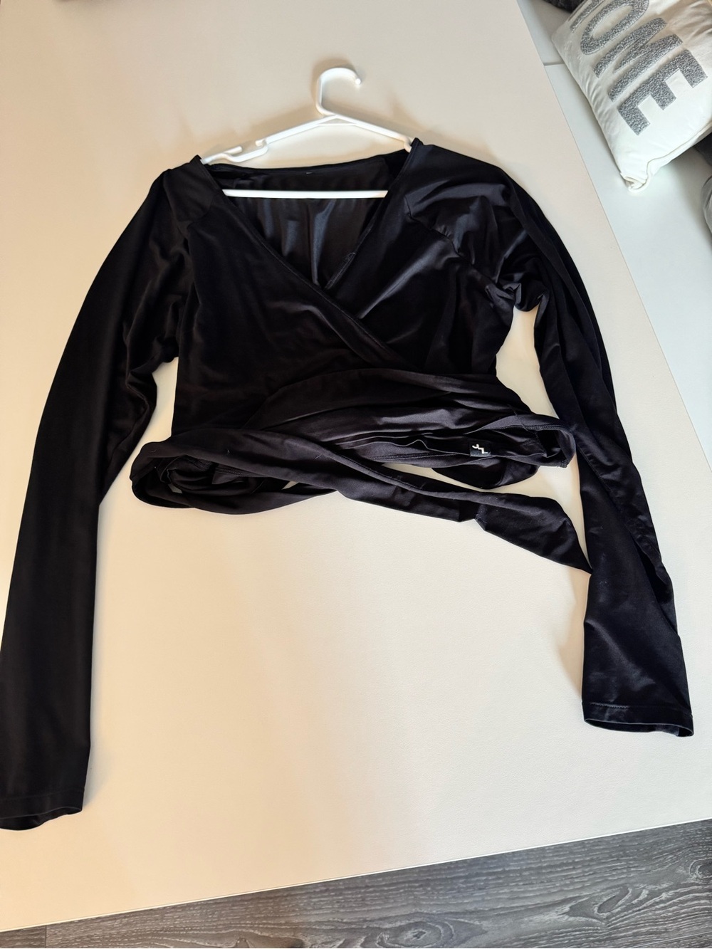 JoyLab Black Wrap-Front Long Sleeve Top - Picture 2 of 4